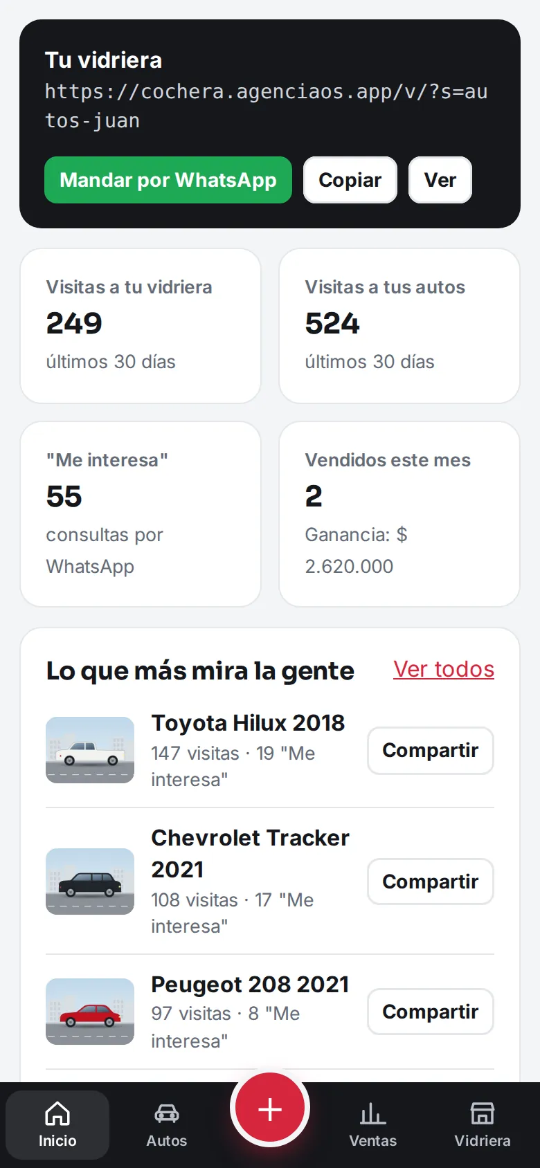 Los números del vendedor en el celular